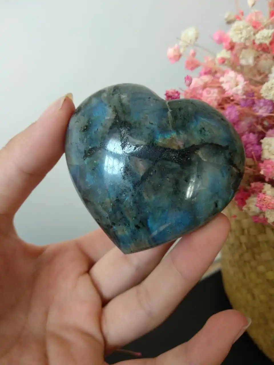 137g Natural Beautiful Rainbow Flash Labradorite Stone Crystal Heart Healing | Дом и сад