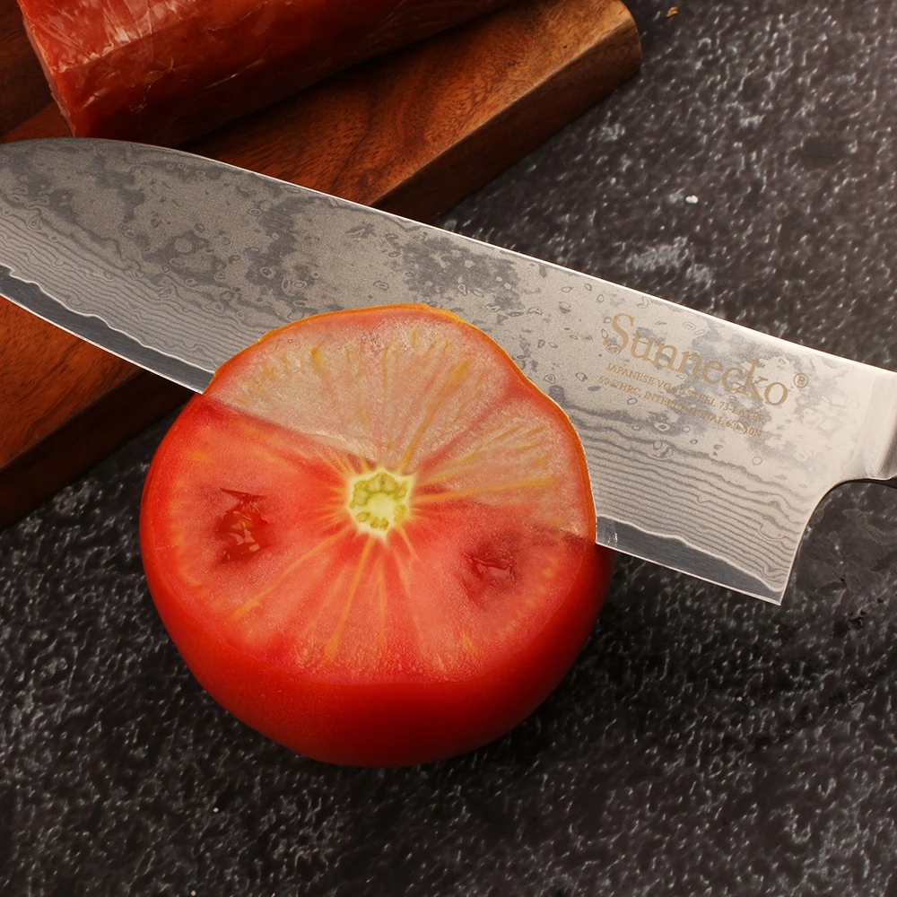 SUNNECKO 7 "дюймов Santoku кухонный нож повара подарок японский VG10 Дамасская стальная