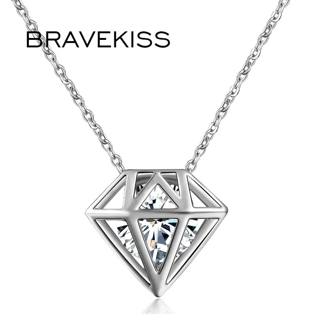 BRAVEKISS белое золото высший сорт AAA кубический цирконий полые в форме подвески