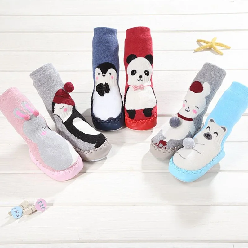Thick Terry Toddler Indoor Floor Socks Baby Winter Ankle Kids Girl Newborn Rubber Sole Anti-Slip Cartoon Funny | Детская одежда и