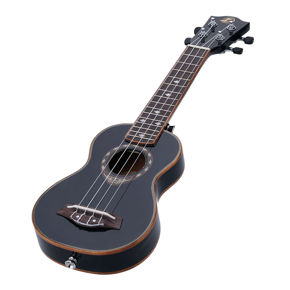 Новое поступление! Высокое качество 2" Укулеле изысканный сопрано 4 струны ель Ukelele ультратонкий специальный черный цвет нежный дизайн