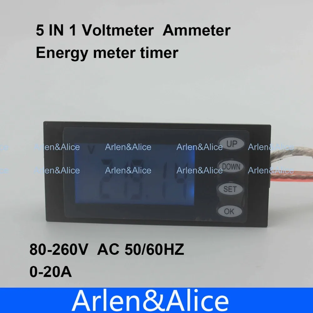 5 в 1 вольтметр амперметр с синей подсветкой 80 260 в|ammeter|ammeter dcvoltmeter dc |