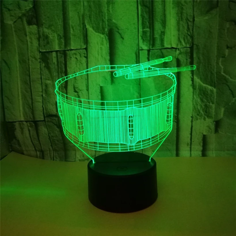 Творческий барабан набор 3D ночник 7 цветов Изменение визуальные акриловые