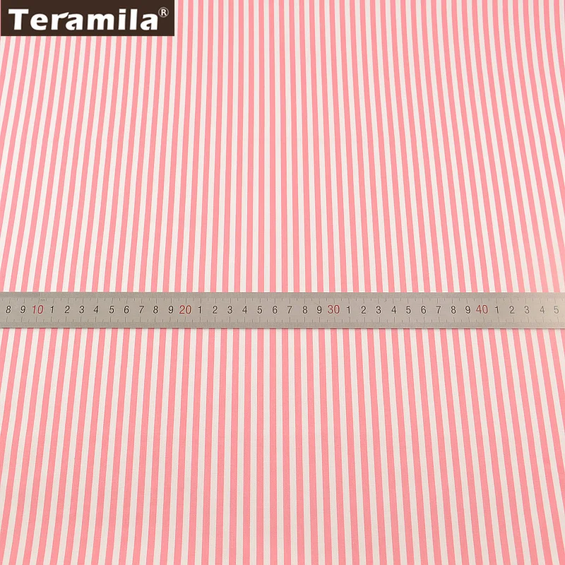 Light Pink Cotton Printed Stripe Design Fabric TERAMILA Twill Fat Quarter Textile Material Sheet Patchwork Quilting | Дом и сад
