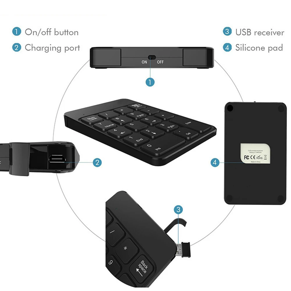 [AVATTO] Беспроводная USB Клавиатура 2 4 ГГц с цифрами и 18 клавиш шоколадная клавиатура