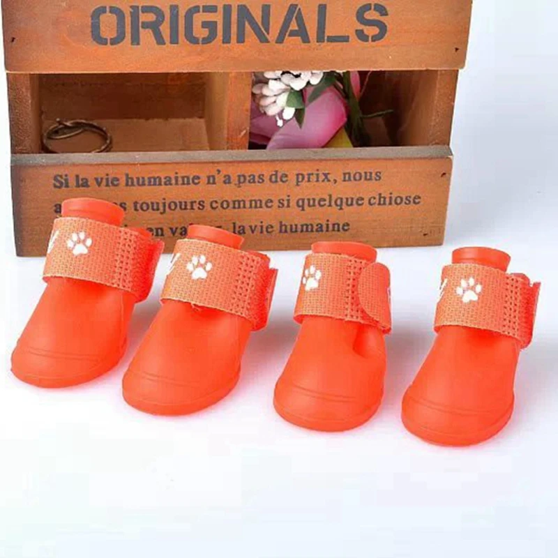4 шт./лот Обувь для собак силиконовые красочные резиновые сапоги от дождя