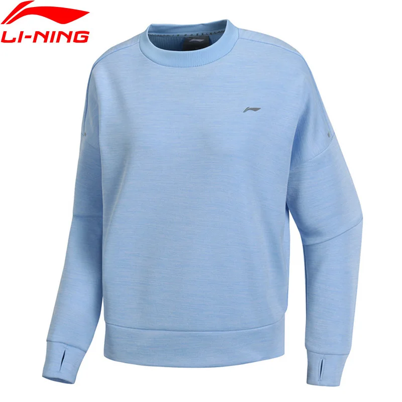 Li Ning Женский трикотажный топ с длинным рукавом 100% полиэстер свободный крой
