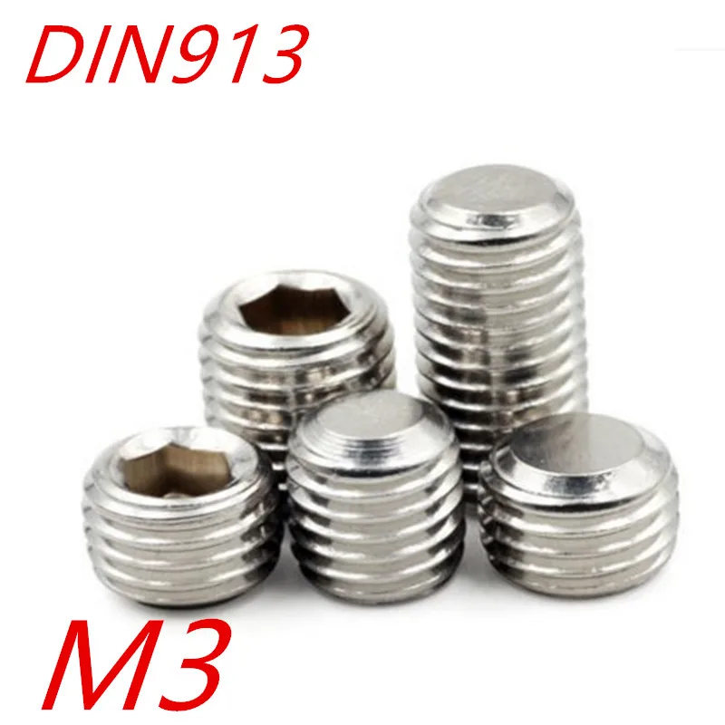 

1000pcs/lot M3*3/4/5/6/8/10/12 DIN913 A2 Stainless Steel Screw Flat Point Hexagon Hex Socket Set Screws