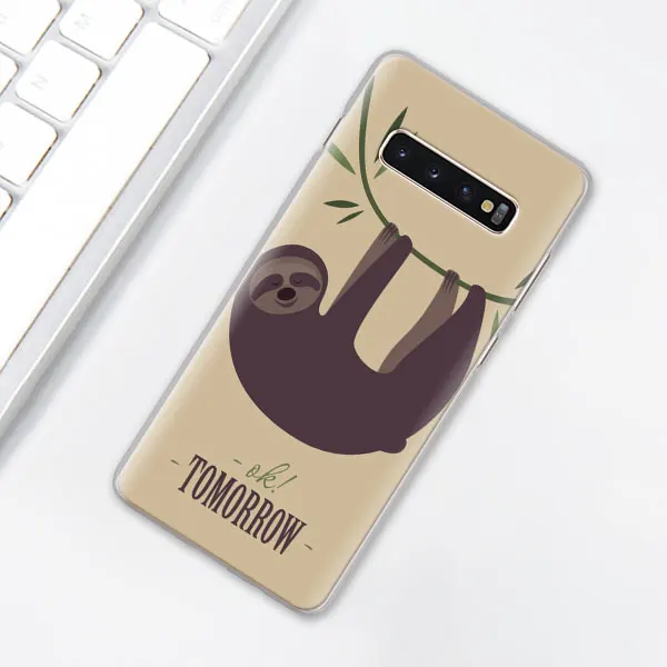 Серый Ленивец и цветочный узор чехол для телефона samsung Galaxy S10e S10 Plus S7 S8 S9 Plus Note 8 9 M10 M20 M30 жесткий чехол Coque - Цвет: 005