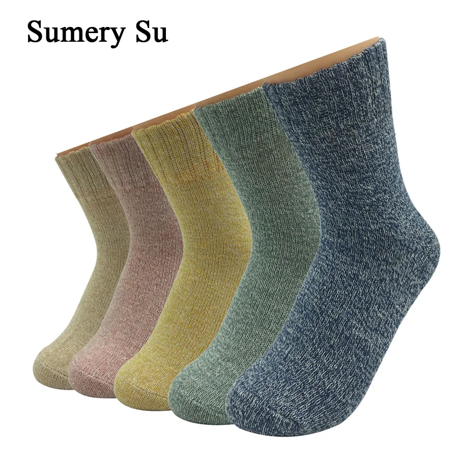 5 Pairs/Lot Wool Socks Women Winter Harajuku Style Japanese Warm Cashmere Socks Ladies Girl Gift