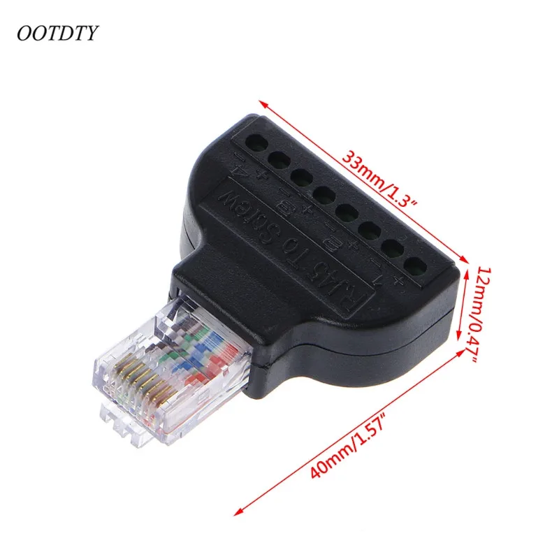 OOTDTY RJ45 Ethernet папа до 8 Pin AV Терминал винтовой адаптер Блок преобразователя