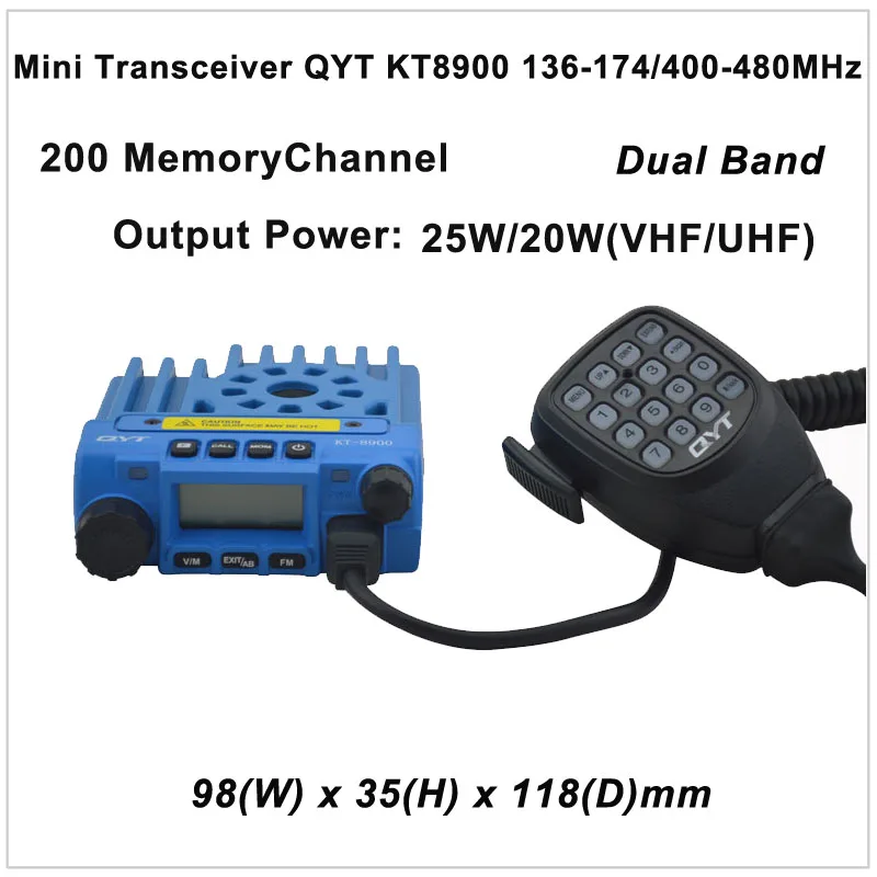 QYT KT-8900 Mini Transceiver QYT KT8900 136-174/400-480MHz two way radio Dual band mobile transceiver Color Blue