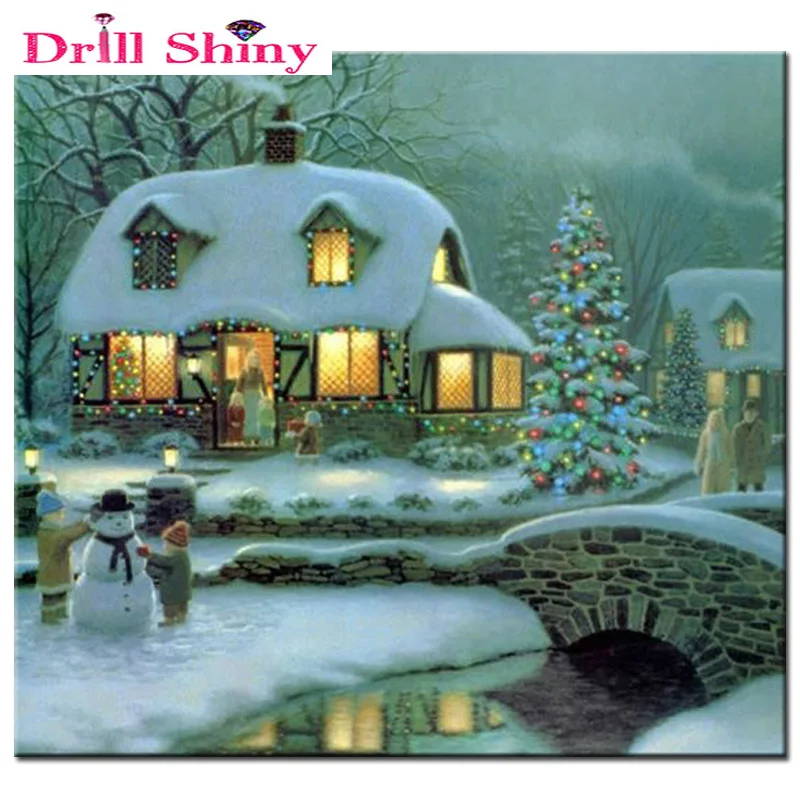 Picture Of Snowman 5D Diamond Painting Winter Drill Embroidery Christmas Cross Stich Patterns Mosaic Rhinestone Snow Village