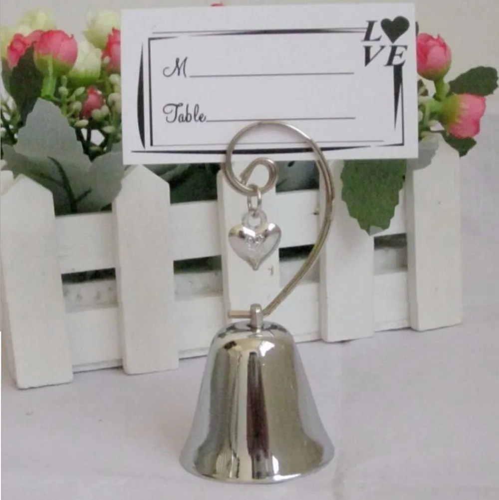 12 шт. серебряный колокольчик сердце имя номер меню место для стола прищепка