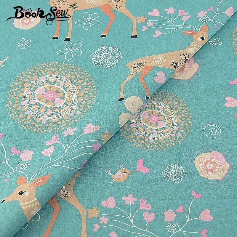 Тканевая саржевая ткань Booksew из 100% хлопка с рисунком оленя дизайнерская швейная
