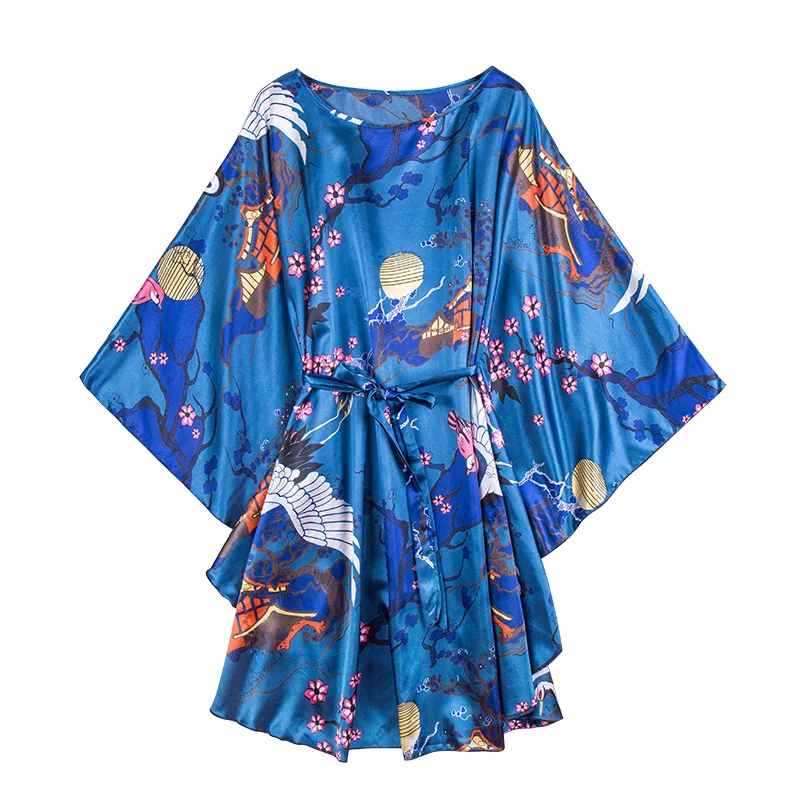 Модный женский летний халат женское банное платье из искусственного шелка Yukata