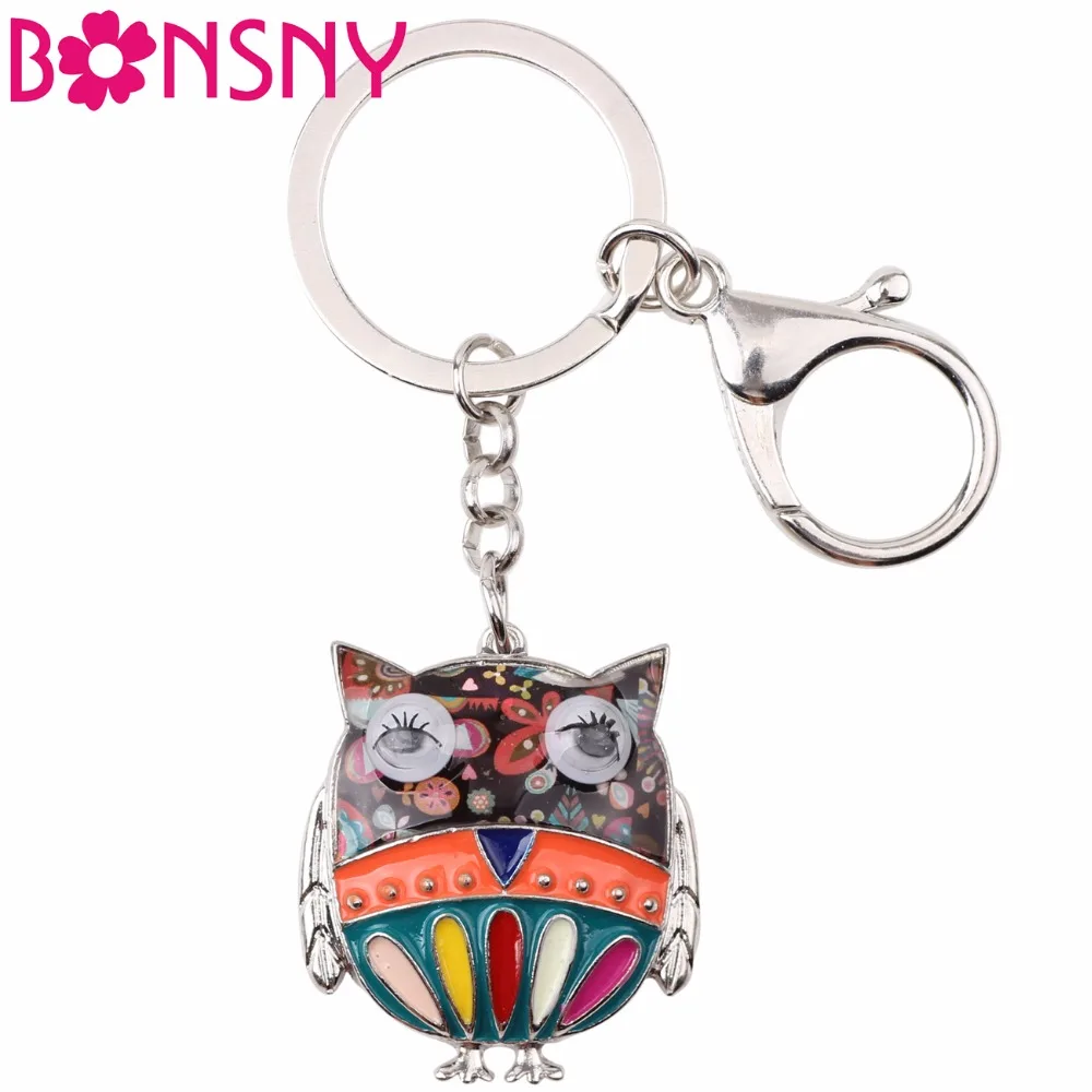 Брелок для ключей в форме Совы Bonsny из сплава подвеска совы автомобильный