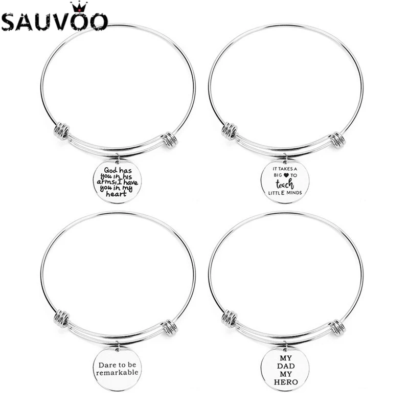 SAUVOO 1 шт./лот 14 стилей регулируемые браслеты на запястье для женщин из нержавеющей