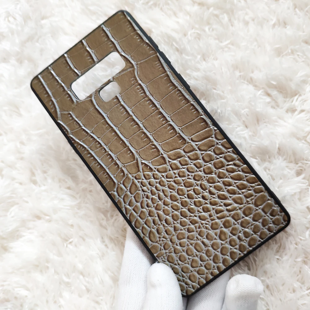 New Real Genuine Leather Soft TPU Silicone Back Cover Crocodile Grain Natural Cowhide Phone Case For Samsung Galaxy Note9 Note 9 |