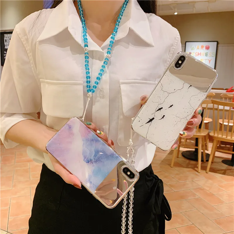 Мраморный зеркальный чехол для телефона iPhone X XS XR Max 8 7 6 6S Plus чехлы Apple iphone 7plus