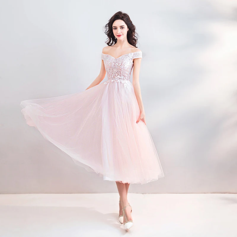 Розовые платья из тюля на вечер встречи выпускников с кружевом бисером Vestidos De
