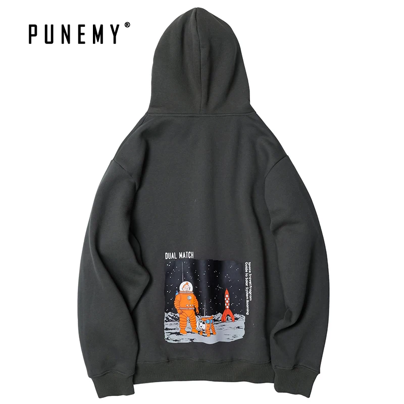 Мужские толстовки с винтажным принтом большие размеры хип-хоп Японская уличная