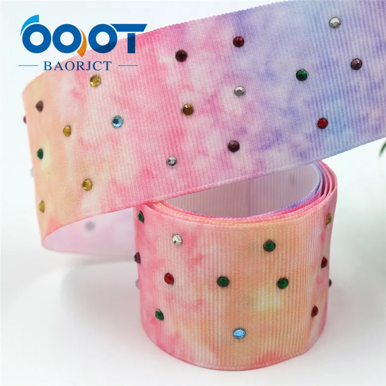 I-19708-1579 OOOT BAORJCT I-19708-1577,38mm 5yards fashion white diamond Ribbons Thermal transfer Printed grosgrain,DIY wrapping materials - Цвет: I-19708-1579
