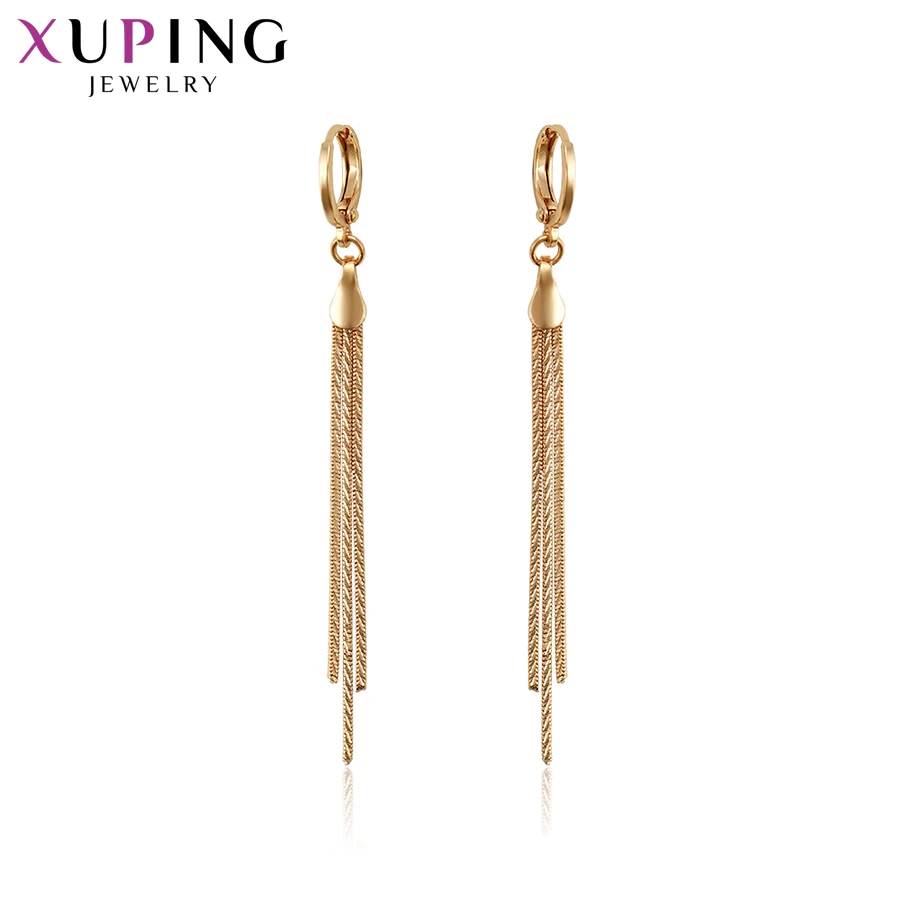 Xuping Роскошные простые серьги с кисточками серии Стиль Позолоченные модные