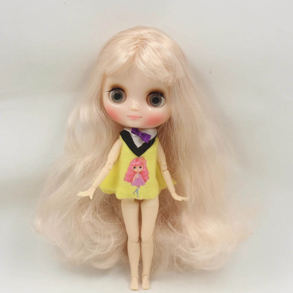 Middle 1/8 Blyth Doll Transparent skin glossy face joint body with bangs gray eyes Free shipping | Игрушки и хобби