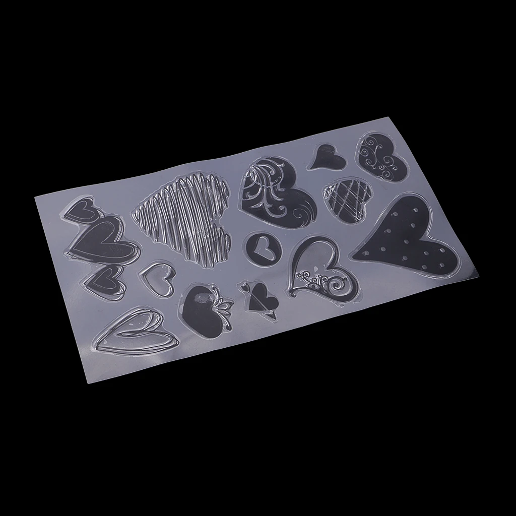 Love Heart Silicone Clear Rubber Stamp Seal for Scrapbook, Diary, Photo Album, Christmas Xmas Card Making, DIY Craft