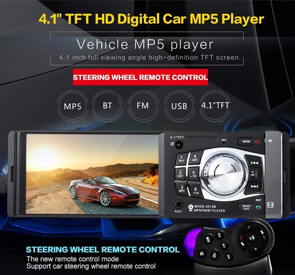4012B 4 1 дюйма Автомобильный MP5 плеер Bluetooth цифровой дисплей Авто Радио