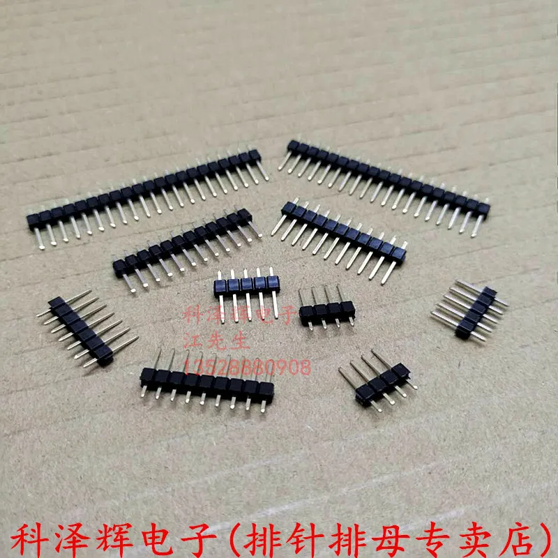 Шаг 2 54 мм Однорядный встроенный штырьковый разъем прямой штырь 1*2/3/4/5/6/7/8/10/12/15/20/40P