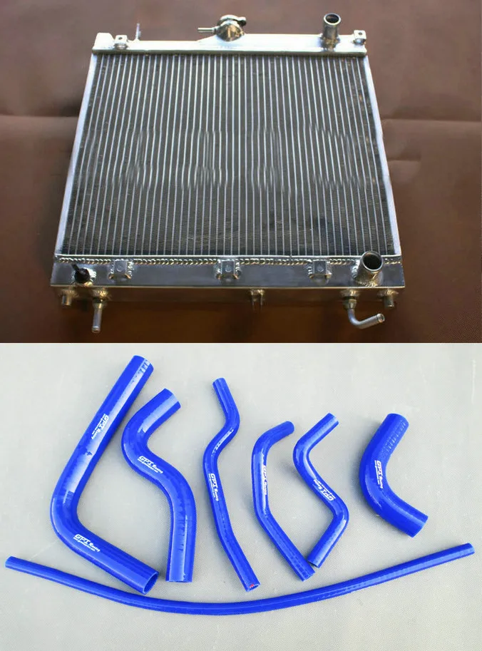 Radiator Blue Hose Алюминиевый радиатор+ Силиконовый нагревательный шланг для Suzuki Jimny III Samurai II JB33 JB43 1.3L 16V G13B/M13A 1998- AT/MT 40 мм 2 ряда - Цвет: Radiator Blue Hose