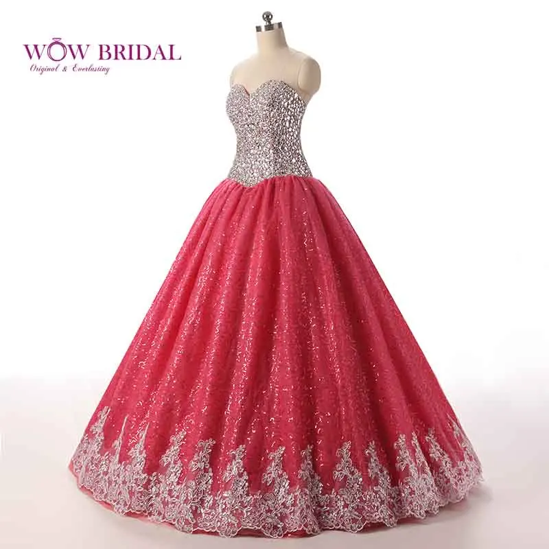 Платье Wowbrida с кристаллами стекла коралловые платья Quinceanera курткой элегантное