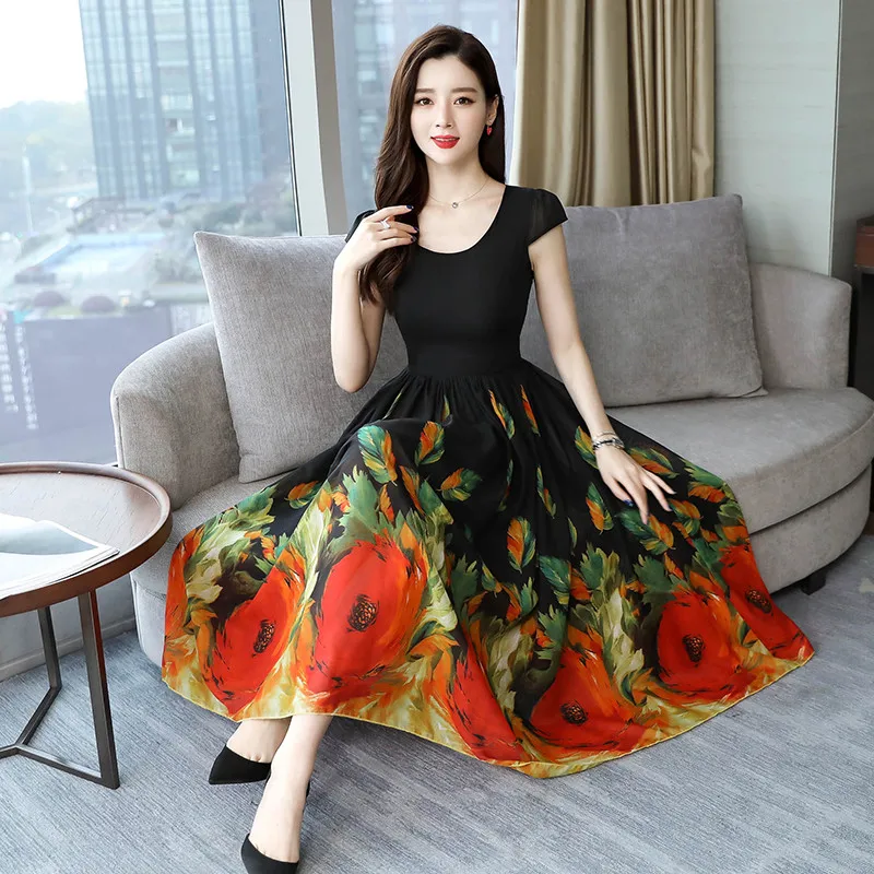 Женское пляжное платье с цветочным принтом Boho Летнее Длинное Платье туника