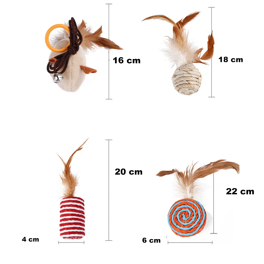 7 шт. кошка курица пернатая игрушка кошки палка сизаль интерактивные игрушки с