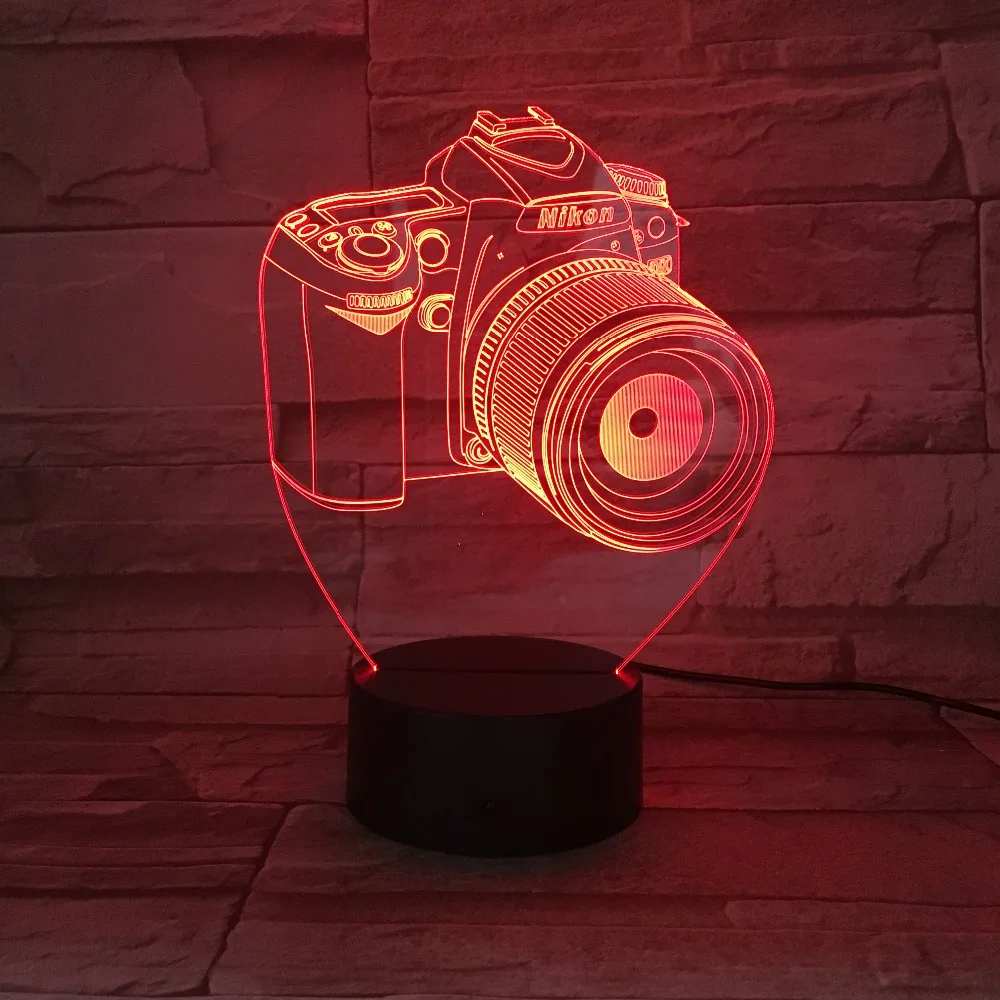 Новинка подарки 3D акрил развлечения камера Иллюзия светодиодный светильник USB Настольный свет гамма ночник Романтический прикроватный светильник украшения