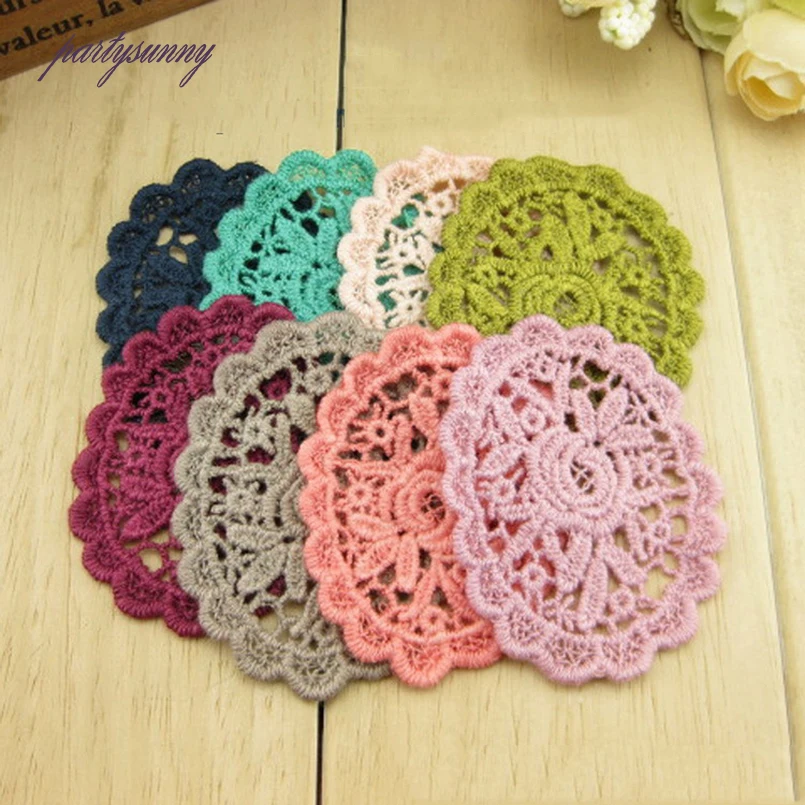 PF Овальный Гипюр Кружево Аппликация Водорастворимым Хлопка Кружевной Отделкой