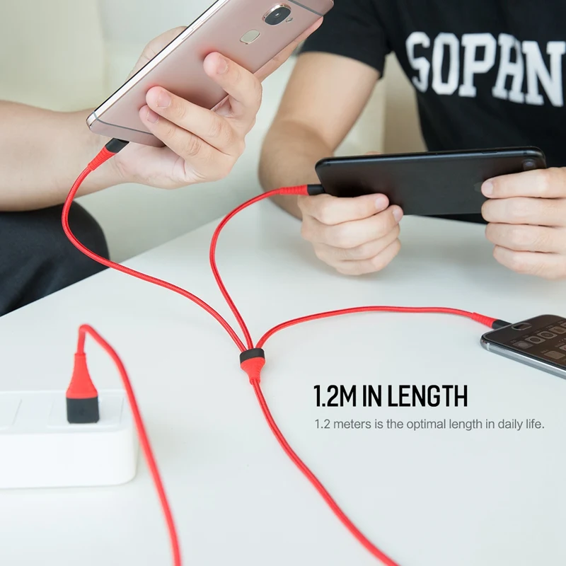 3 в 1 высокопрочный USB Type C Micro и зарядный кабель для iPhone ROCK Phone зарядное устройство