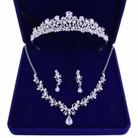 luxury noble crystal leaf bridal jewelry sets rhinestone crown tiaras necklace earrings set for bride african beads jewelry sets