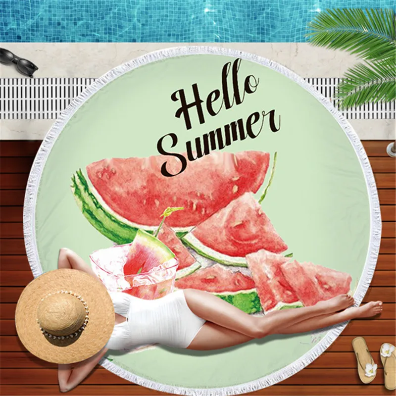 Здравствуйте Лето микрофибра круглый пляжное полотенце ананас арбуз круг