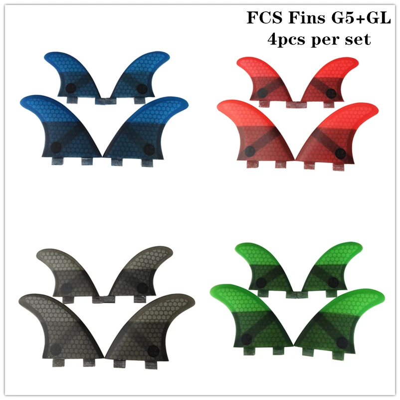 

Surf Fins 2019 New FCS G5+GL in per set 4 Colors Honeycomb Upsurf logo Surfboard FCS Quad fin sets