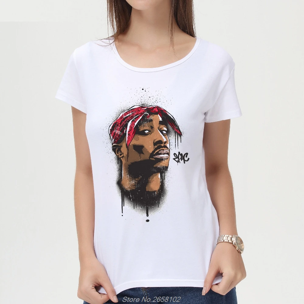 Женская футболка с принтом Rapper 2Pac/Tupac топы коротким рукавом и круглым вырезом