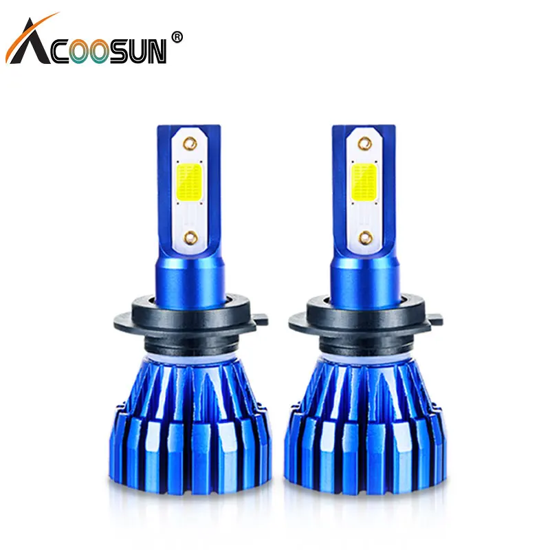 AcooSun H7 led H4 Автомобильные фары лампы led H11 H1 12 В Autolight led HB4 HB3 9005 9006 лампада ближнего света 72 Вт 6500 к автомобильные лампы - Испускаемый цвет: K2 Fanless COB