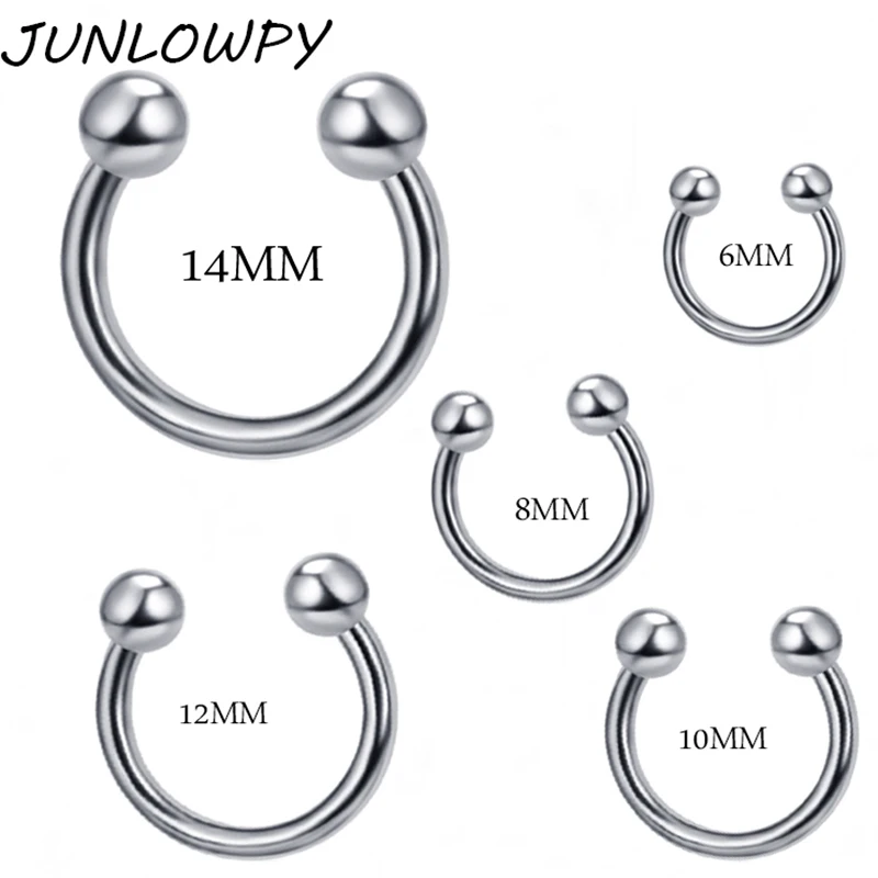 JUNLOWPY серебро пирсинг носа 100 шт 6-14 мм смесь нержавеющей стали брови Лабрет Бар Подкова нос кольцо ювелирные изделия тела Козелок Уха