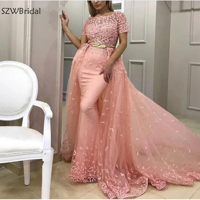 Новое поступление, длинное розовое Abendkleid кружевное вечернее платье в арабском стиле, es, мусульманское вечернее платье, вечернее платье, вечернее платье в Дубае