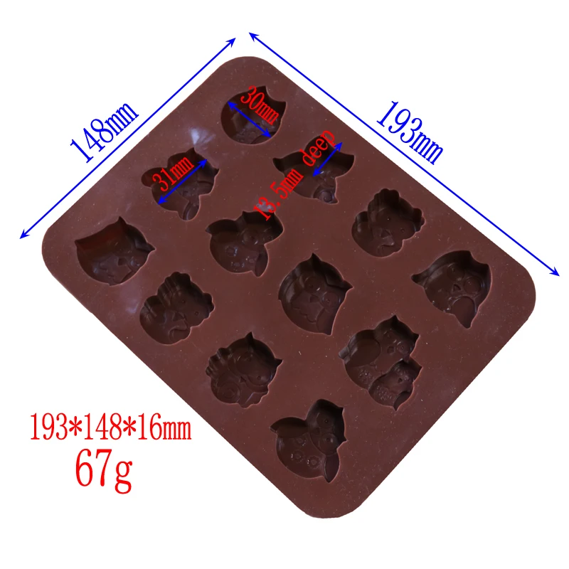 Новые силиконовые формы с 12 отверстиями в форме совы для пищевых продуктов