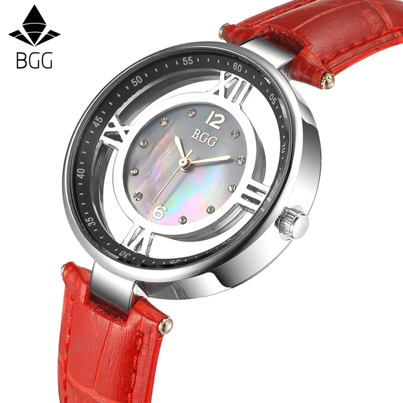 Женские часы из натуральной кожи роскошная оболочка циферблат скелета