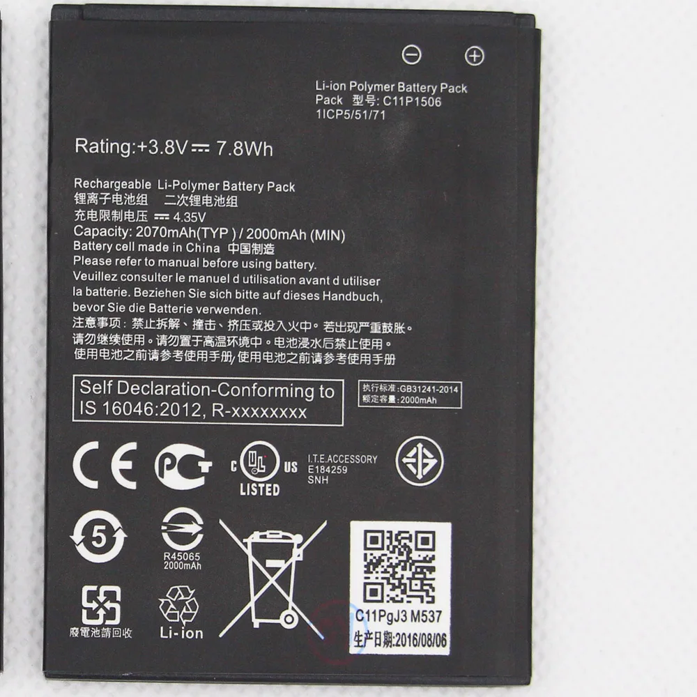 

20pcs/lot C11P1506 Battery For Asus Live G500TG ZC500TG Z00VD ZenFone Go 5.5 inch Cellphone Batteries 2070mAh