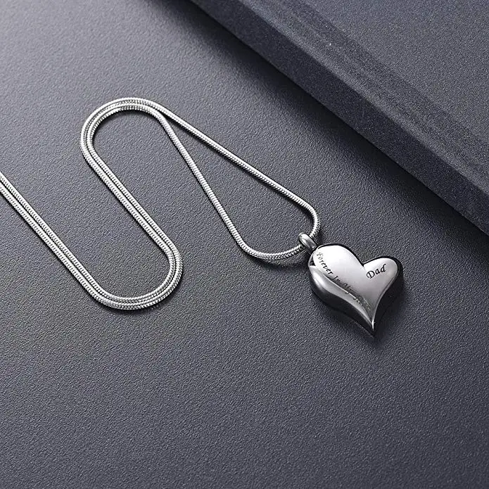 

JJ002 Forever In My Heart Cremation Jewelry For Dad Stainless Steel Memorial Urn Pendant Necklace Hold Ashes Keepsake Jewelry